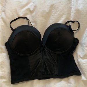 Black satin/ black corset